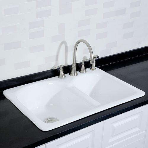 6005 Double Bowl square cast iron sink