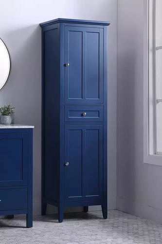 Wooden blue standing linen storage cabinet