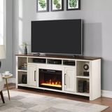 home usage Modern TV Stand Walnut and White TV Cabinet TV Unit with Fireplace
