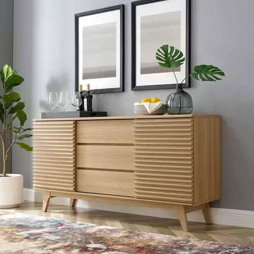OAK finish 3 Drawer Sideboards - Buffet Cabinets