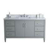60in Grey Wholesale Bathroom Vanity Cabinet Set With Single Sink Marble Top