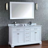 60 inch Classic american style white double bathroom vanity base cabinet