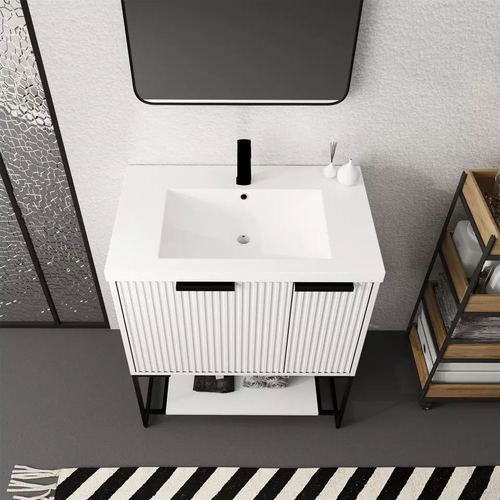 Hot Sale White Color wood Cabinet Bathroom Vanity With Mirror And Basin Whole sales