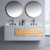 60 inches wall mounted solid wood bathroom vanity