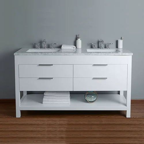 60inch White North American Style Solid Commercial Wood Bathroom Vanity