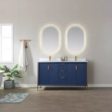 Hot sale modern 60 inch double sink bathroom vanity and mirror with storage