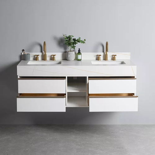 60 inches wall mounted waterproof bathroom vanity with metal handle