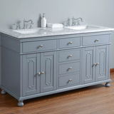 60inch Grey Wholesale solid wood plywood floor standing commercial double sink bathroom vanity