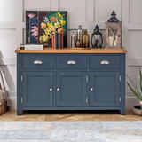 Classic italian navy Blue Painted Large Glazed Dresser