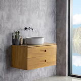 Simple and modern circular single basin wooden bathroom vanity